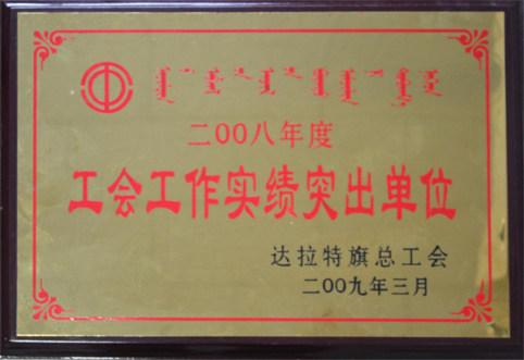 2008年度工會(huì)工作實(shí)績(jī)突出單位